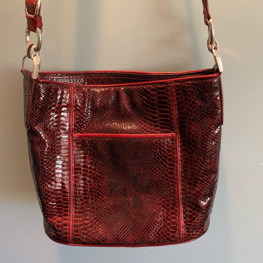 Price Drop! Brighton Red Leather Snakeskin Handbag